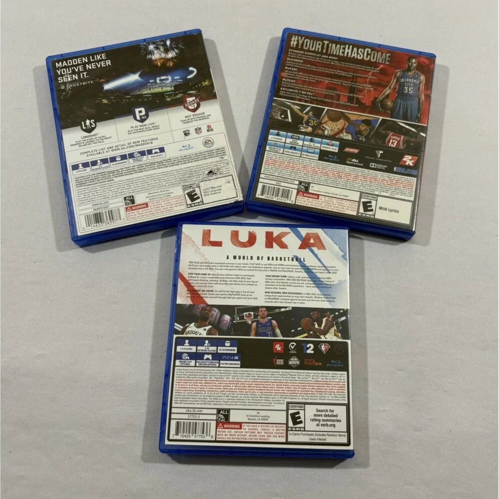 LOT OF 3 NBA 2K22 LUKA + MADDEN 18 Brady + NBA 2K15 Durant KD PlayStation 4 PS4